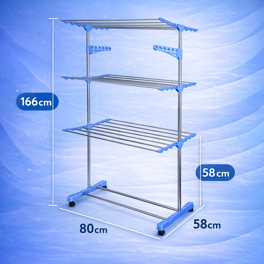 Tendedero Vertical de 3 Niveles - Más Capacidad, Menos Espacio Ocupado