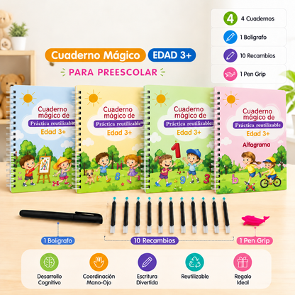 Set de 4 Cuadernos Mágicos de Caligrafía Reutilizables
