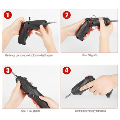 Destornillador Eléctrico Inalámbrico + Kit de Herramientas + Maletín