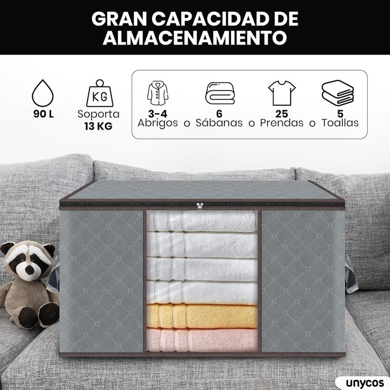 Pack de 6 Bolsas Organizadoras de 90L para Ropa, Sábanas y Edredones