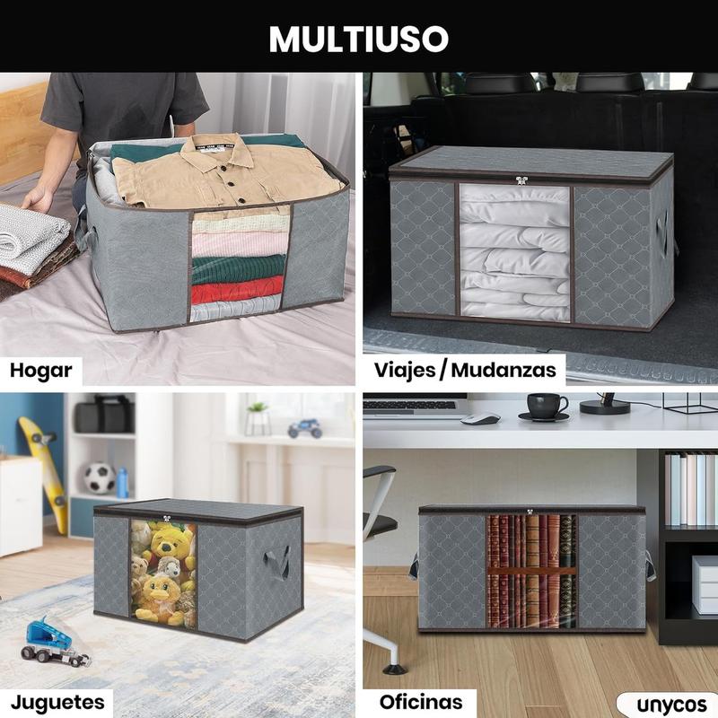 Pack de 6 Bolsas Organizadoras de 90L para Ropa, Sábanas y Edredones