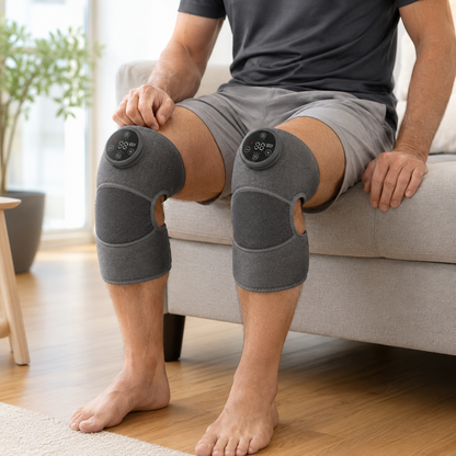 Masajeador Eléctrico Inalámbrico de Rodilla 3 en 1 - Calor, Vibración y Compresión